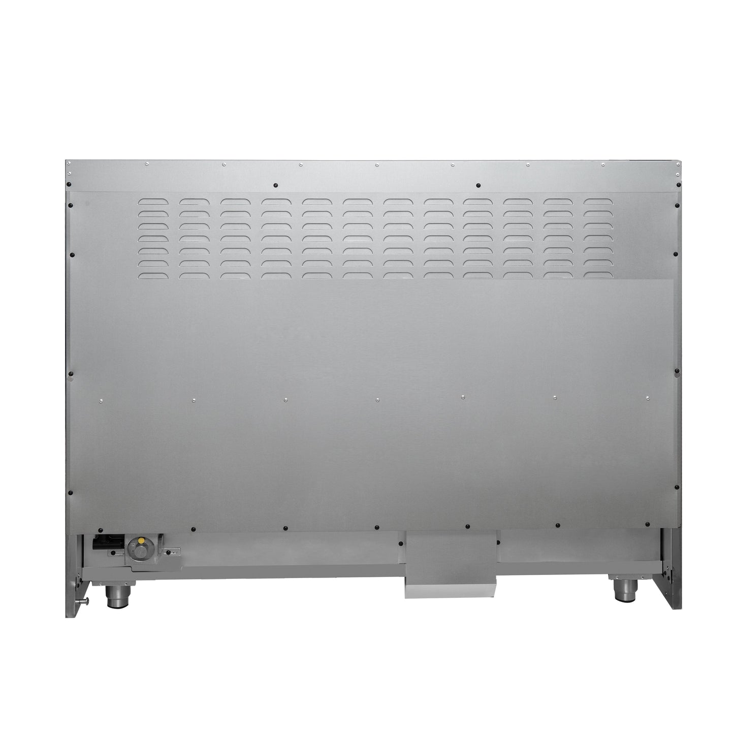 Forno Galiano 48-Inch Dual Fuel Range, 6.58 cu. ft., 8 Sealed Burners with Griddle, Black with Antique Brass Accents (Model FFSGS6156-48BLK)