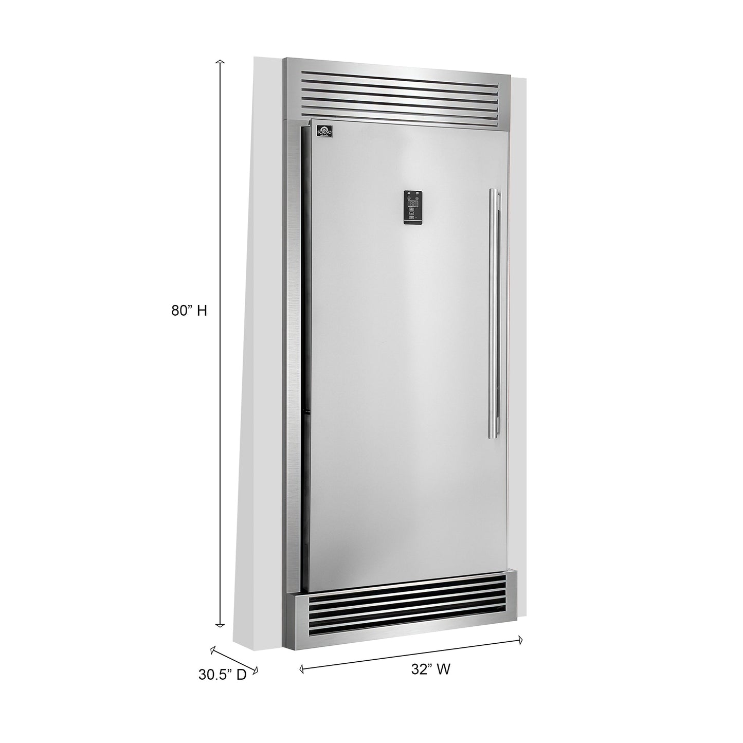 Forno Rizzuto 32-Inch Dual Zone Refrigerator Freezer, 13.8 Cu. Ft., Left-Hand Swing, Stainless Steel with Trim Kit (Model FFFFD1933-32LS)