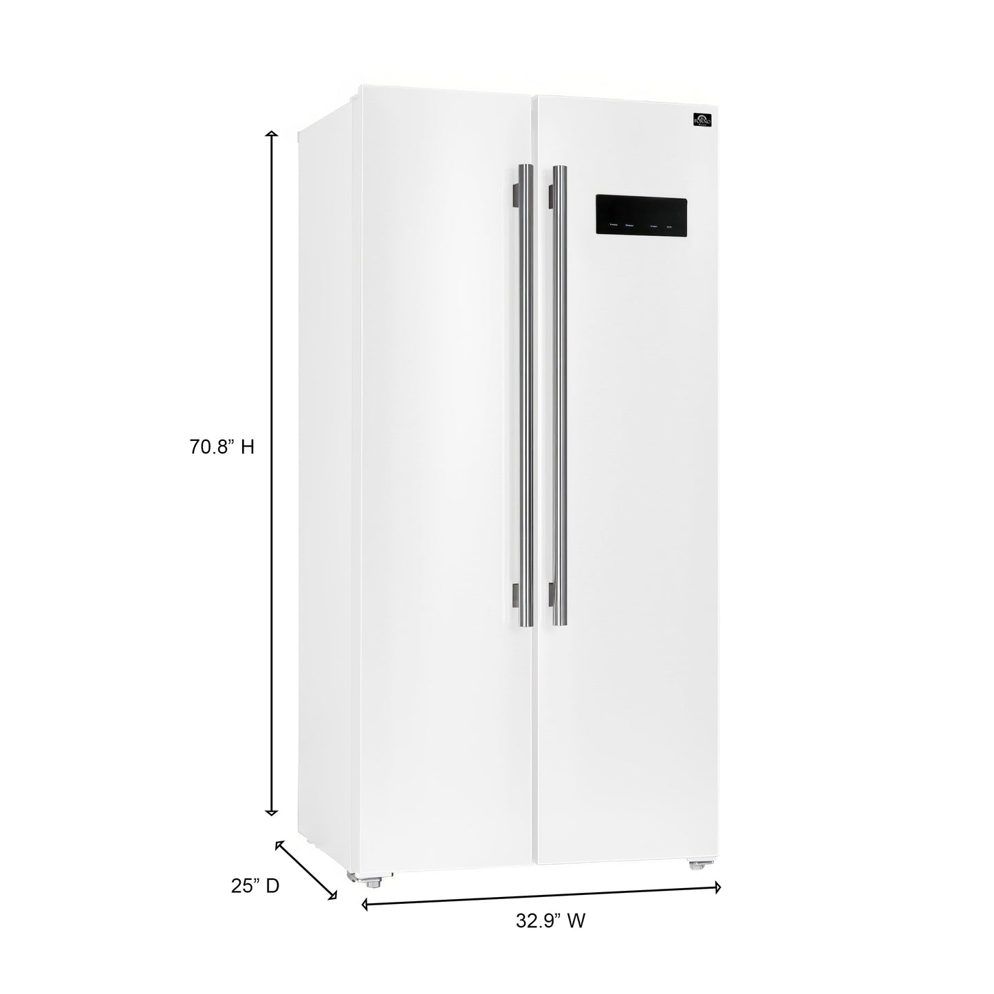Forno Salerno 33" Bottom Freezer Refrigerator, 15.6 Cu. Ft., White with Stainless Steel Handles (FFRBI1805-33WHT)