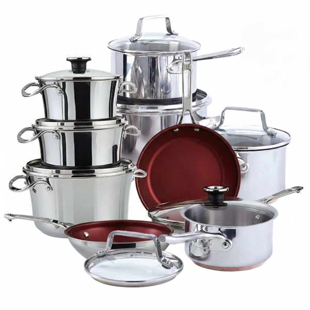 Lyra Signature 10-Piece Stacking Stainless Steel Cookware Set – Aluminum Base, Induction Compatible