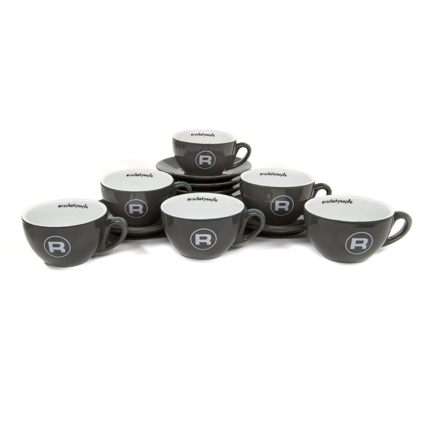 Rocket Espresso 6 Piece Cappuccino Cup and Saucer Set - Grey