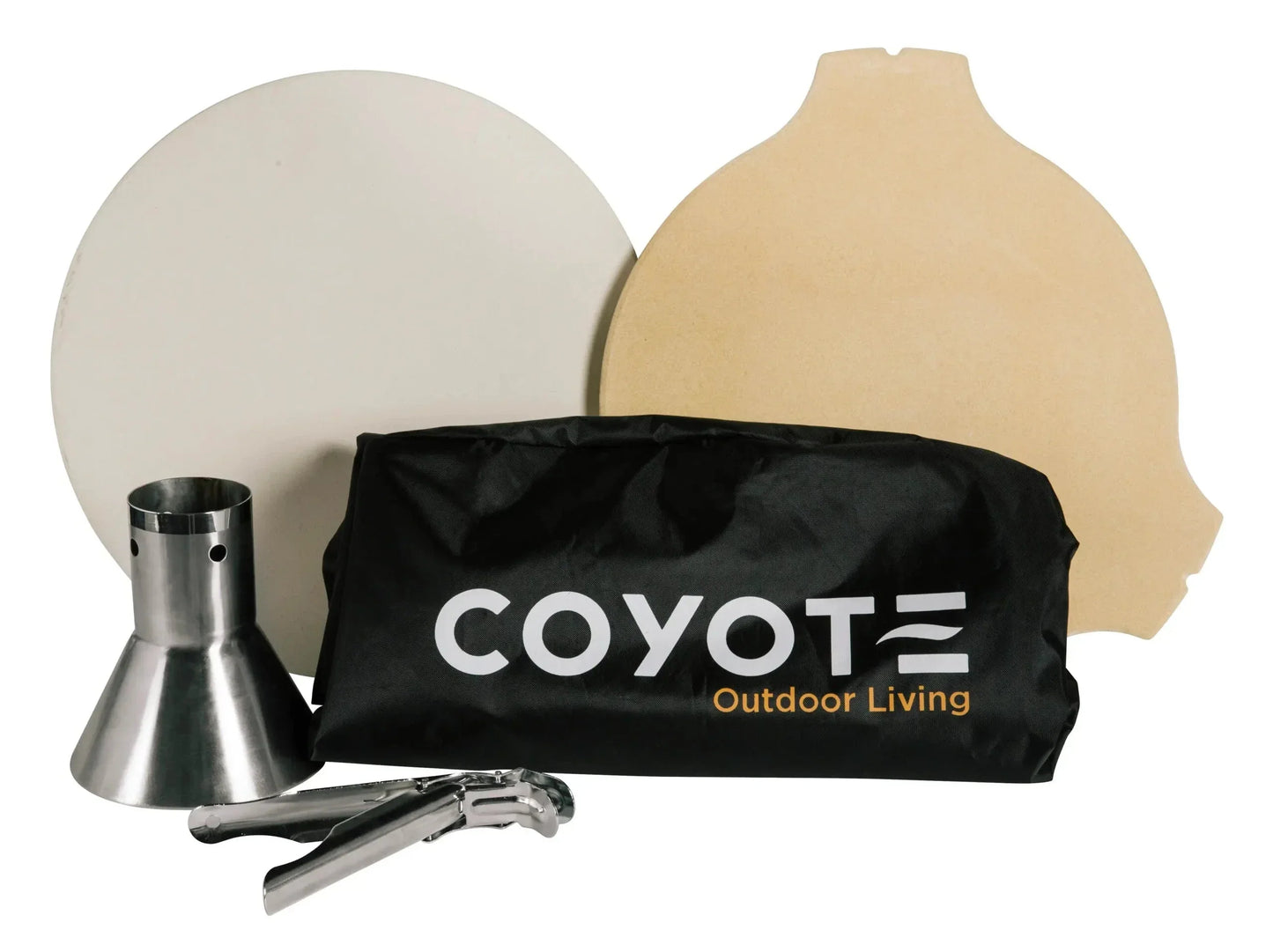 Coyote Asado Accessory Bundle includes Pizza Stone, Heat Deflector, Chicken Throne, Grid Grippers and Cover