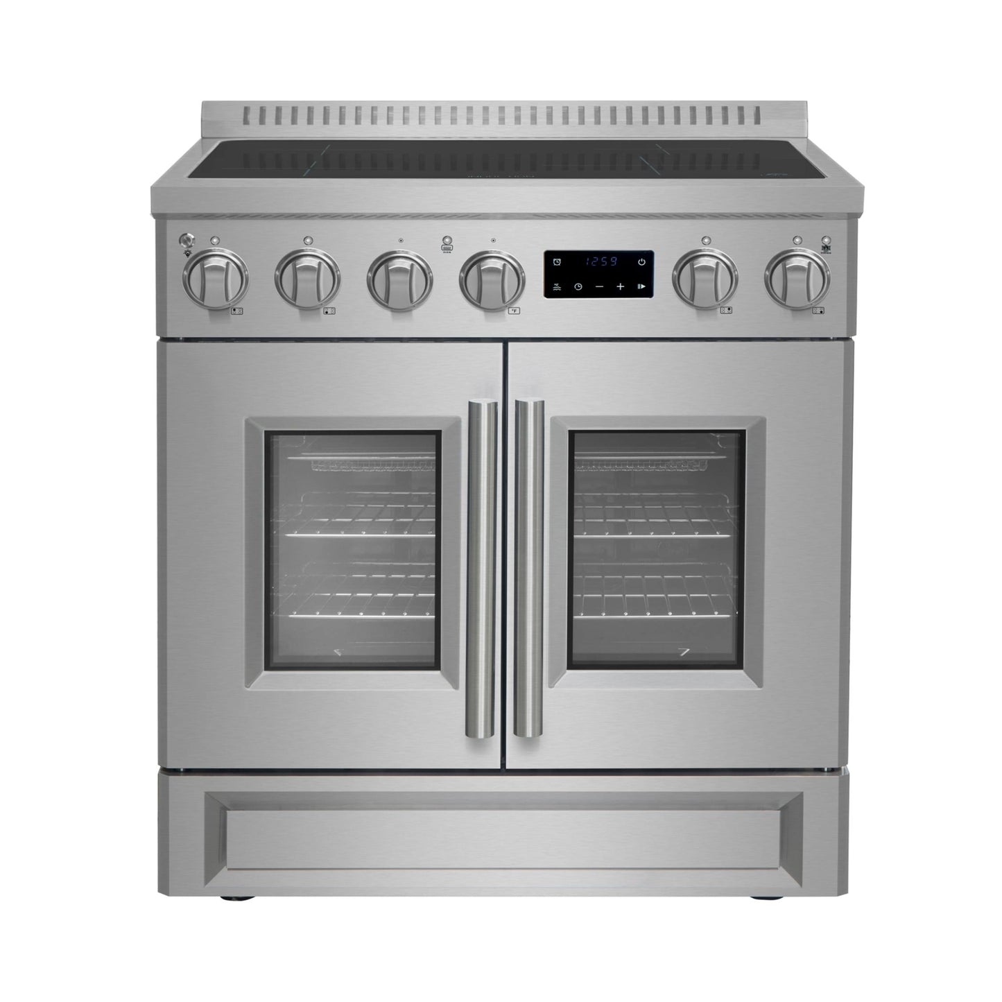 FORNO Torino 30-Inch Induction Range with French Door, 4.32 cu. ft. True Convection Oven, Air Fry & Sous Vide, Stainless Steel, 240V (FFSIN0950-30)