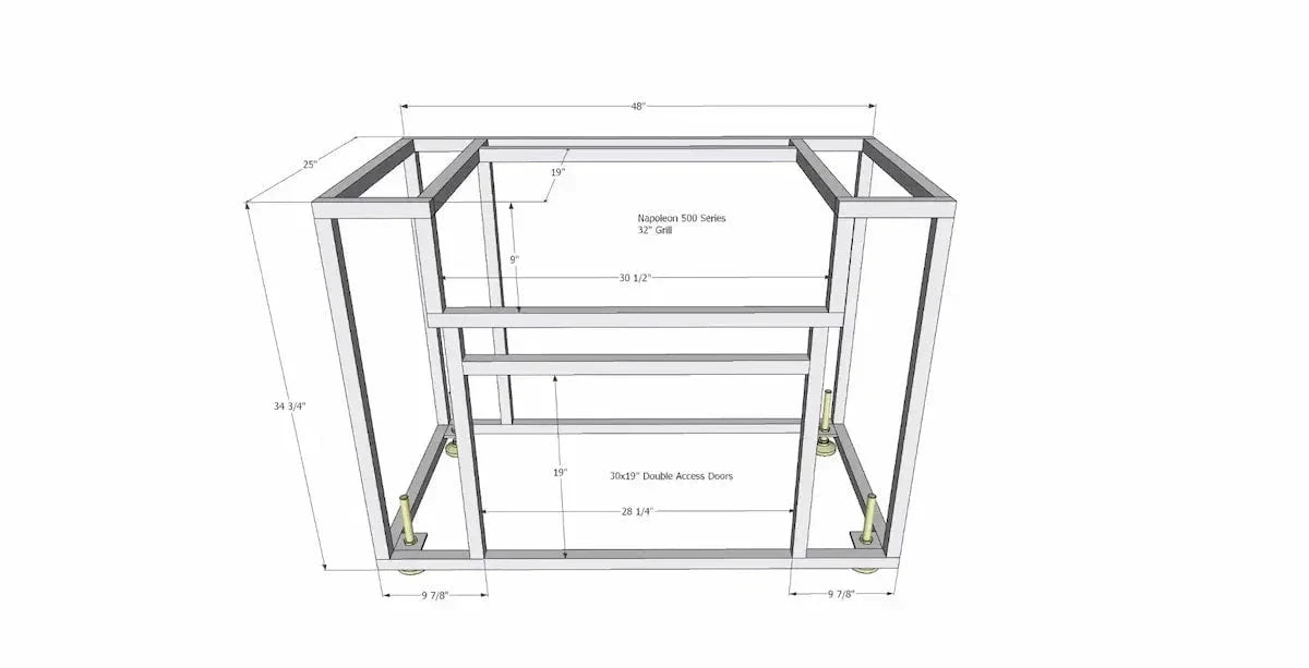 Napoleon BI32 500-Series Gas BBQ Grill Island with 30x19 Double Access Doors