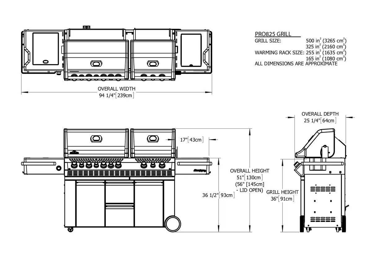 Napoleon Grills Prestige PRO 825 Gas BBQ Grill with Infrared Rear and Side Burners, PRO825RSBI-3