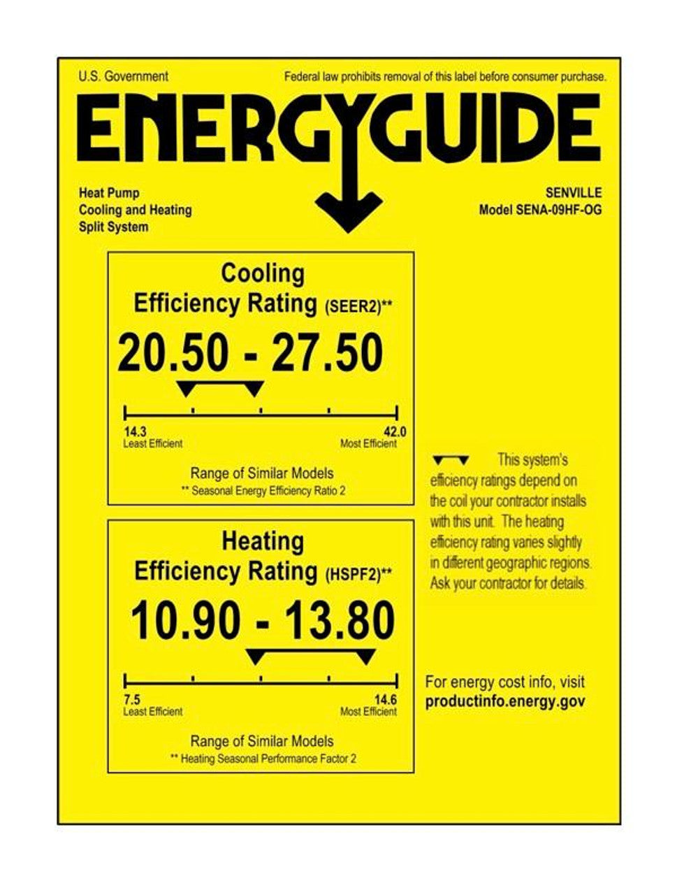 Senville AURA 9,000 BTU Single Zone Ductless Mini Split - 230V - 27.4 SEER2 - Energy Star, SENA-09HF