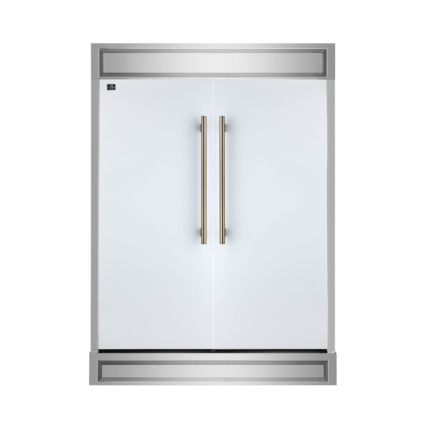 FORNO Maderno 60-Inch Built-In Convertible Refrigerator/Freezer, 27.2 cu ft, White, Antique Brass Handles, Trim Kit Included (FFFFD1722-60MG-WHT)