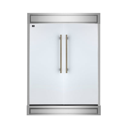 FORNO Maderno 60-Inch Built-In Convertible Refrigerator/Freezer, 27.2 cu ft, White, Antique Brass Handles, Trim Kit Included (FFFFD1722-60MG-WHT)