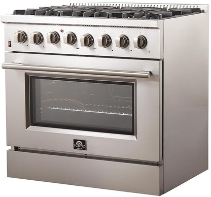 FORNO Appliance Package - 36" Dual Fuel Range, Dishwasher, 36" Refrigerator, FBDL-004-02CAUS