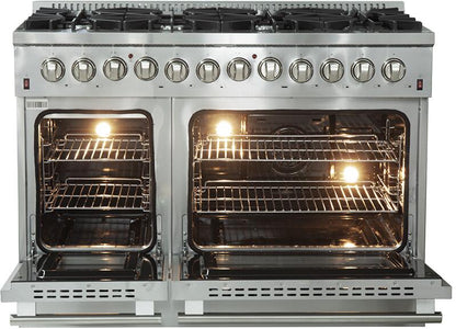FORNO Appliance Package - 48 Inch Dual Fuel Range, Wall Mount Range Hood, 60 Inch Refrigerator, FBDL-017-02US