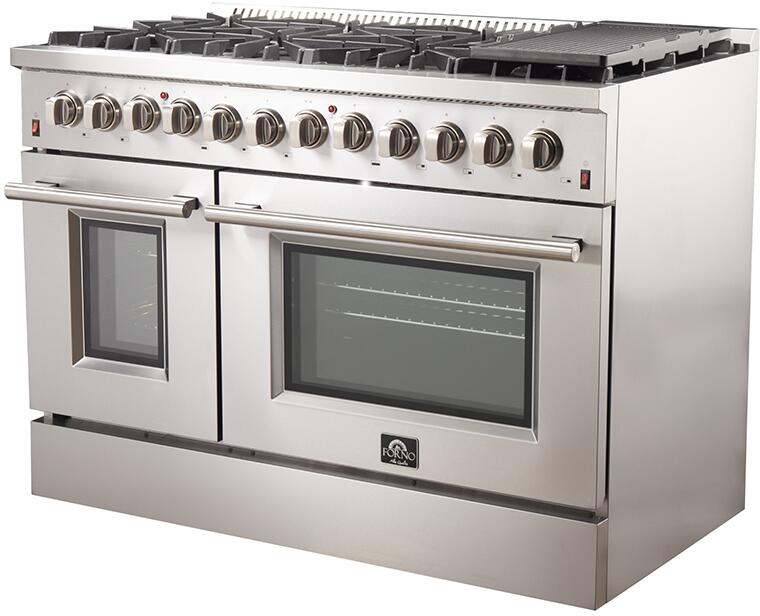 FORNO Appliance Package - 48" Dual Fuel Range, Range Hood, 60" Refrigerator, Dishwasher, Microwave, Wine Cooler