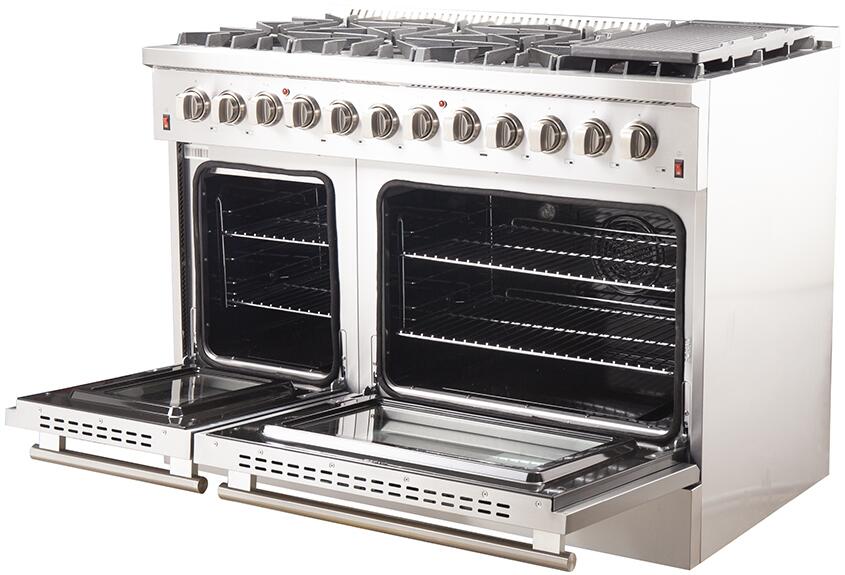 FORNO Appliance Package - 48 Inch Dual Fuel Range, Wall Mount Range Hood, 60 Inch Refrigerator, FBDL-017-02US