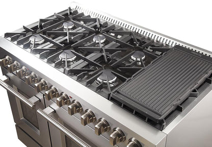 FORNO Appliance Package - 48" Gas Burner, Electric Oven Range, Range Hood, 60" Refrigerator, Dishwasher, AP-FFSGS6156-48-16