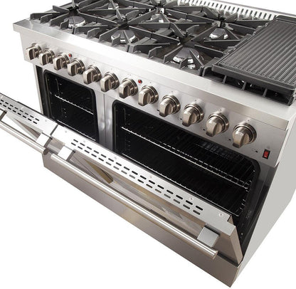 FORNO Appliance Package - 48" Dual Fuel Range, 48" Range Hood, Dishwasher, 48" Refrigerator, Microwave Drawer, AP-FFSGS6156-48-13