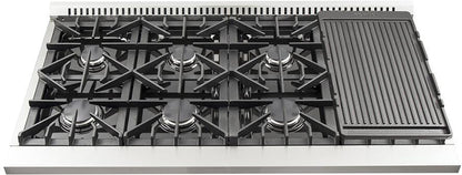FORNO Appliance Package - 48" Gas Range, 48" Range Hood, 48" Refrigerator, AP-FFSGS6244-48-10