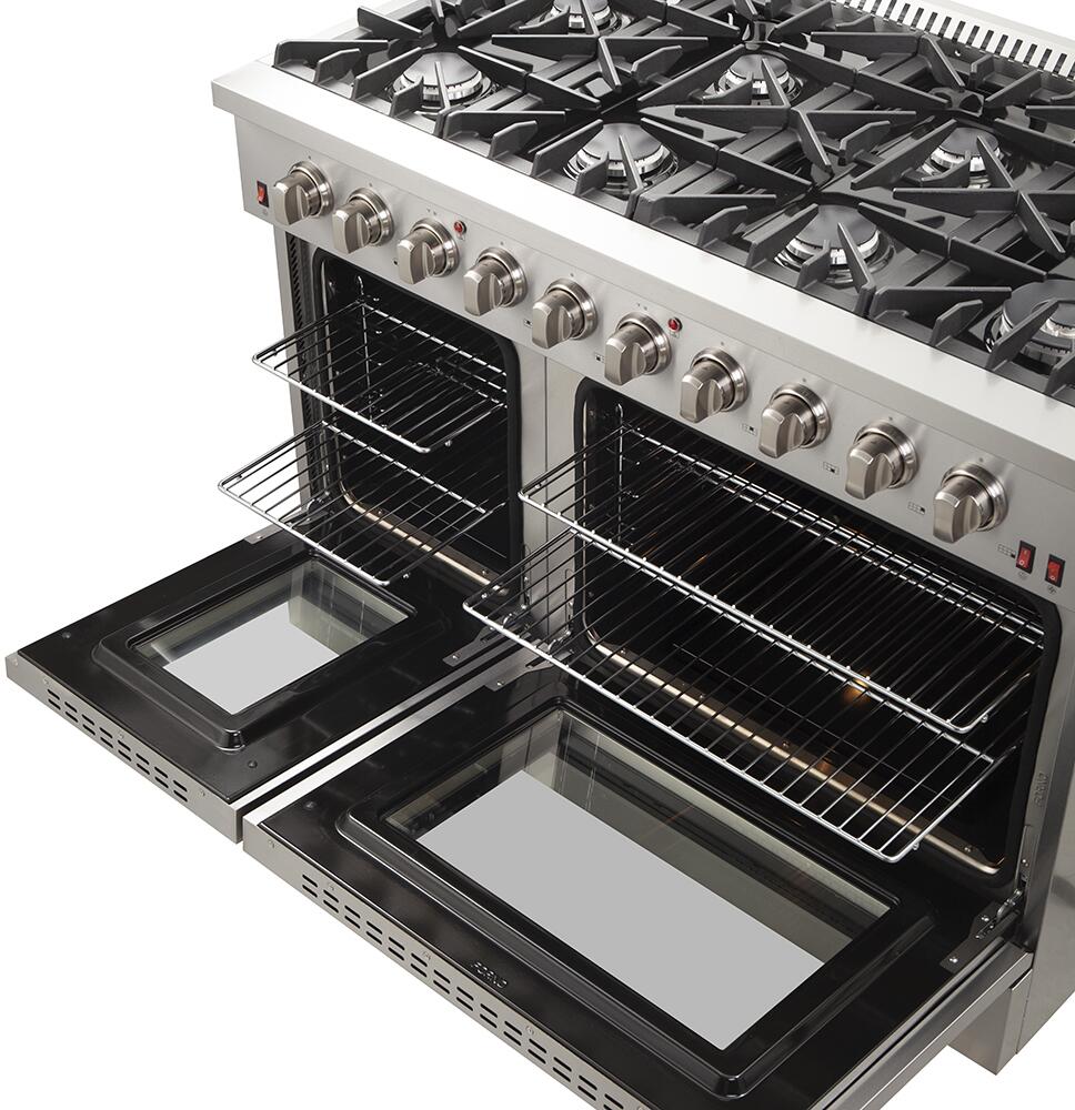 FORNO Appliance Package - 48 Inch Gas Range, 60 Inch Refrigerator, Microwave Drawer, Dishwasher, AP-FFSGS6244-48-7