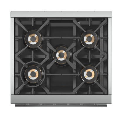 FORNO Capriasca 30 in Freestanding Gas Range, 4.32 cu ft Oven, 5 Sealed Burners, Stainless Steel (Model FFSGS6260-30)