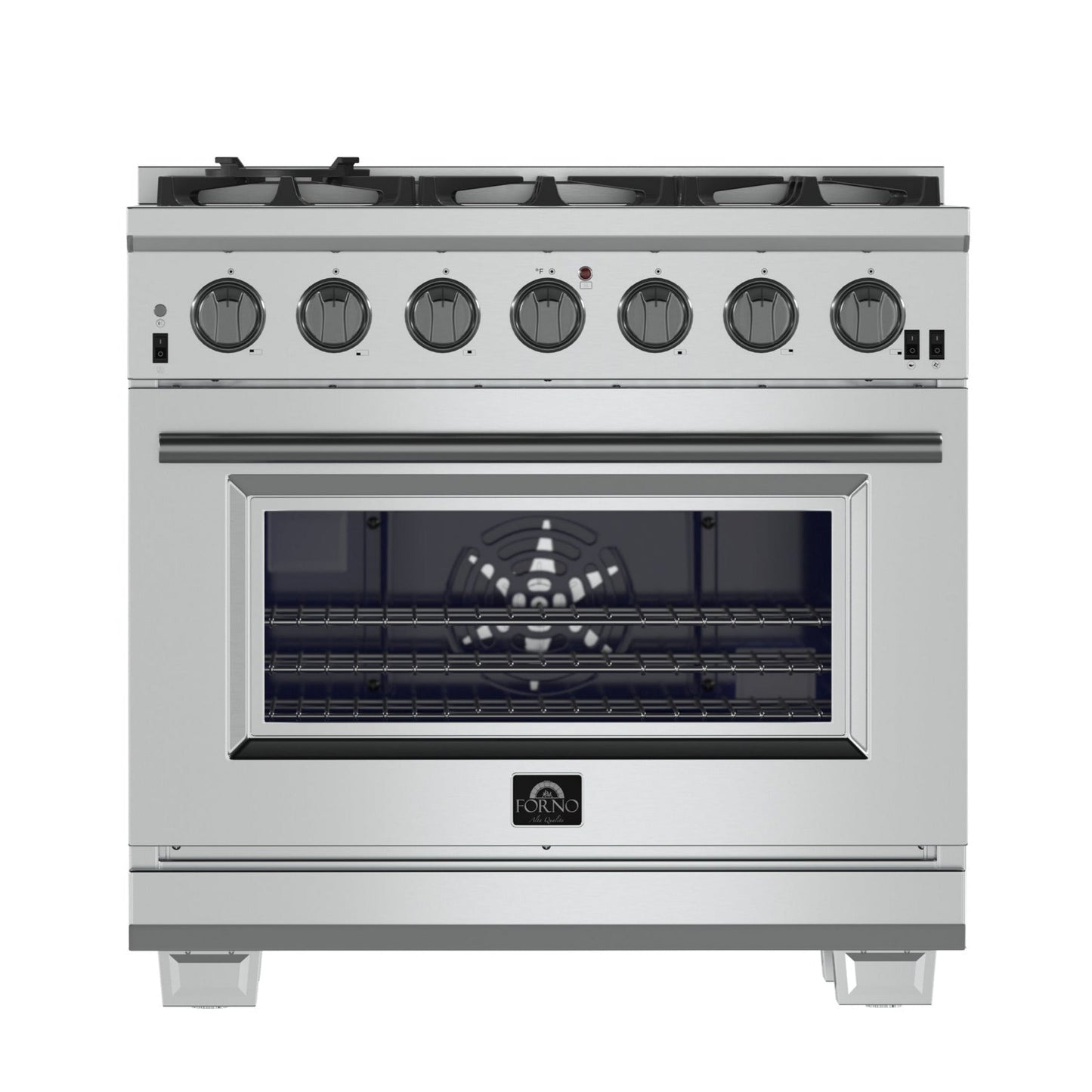 FORNO Capriasca 36 in. Freestanding Gas Range, 5.36 cu. ft. Oven, 6 Sealed Burners, Stainless Steel (Model FFSGS6260-36)