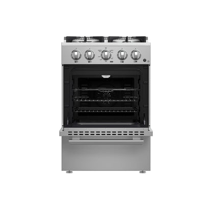 Forno Breno 24 in. Freestanding Gas Range, 2.3 cu. ft., 4 Sealed Burners, Storage Drawer, Stainless Steel (Model FFSGS6272-24)