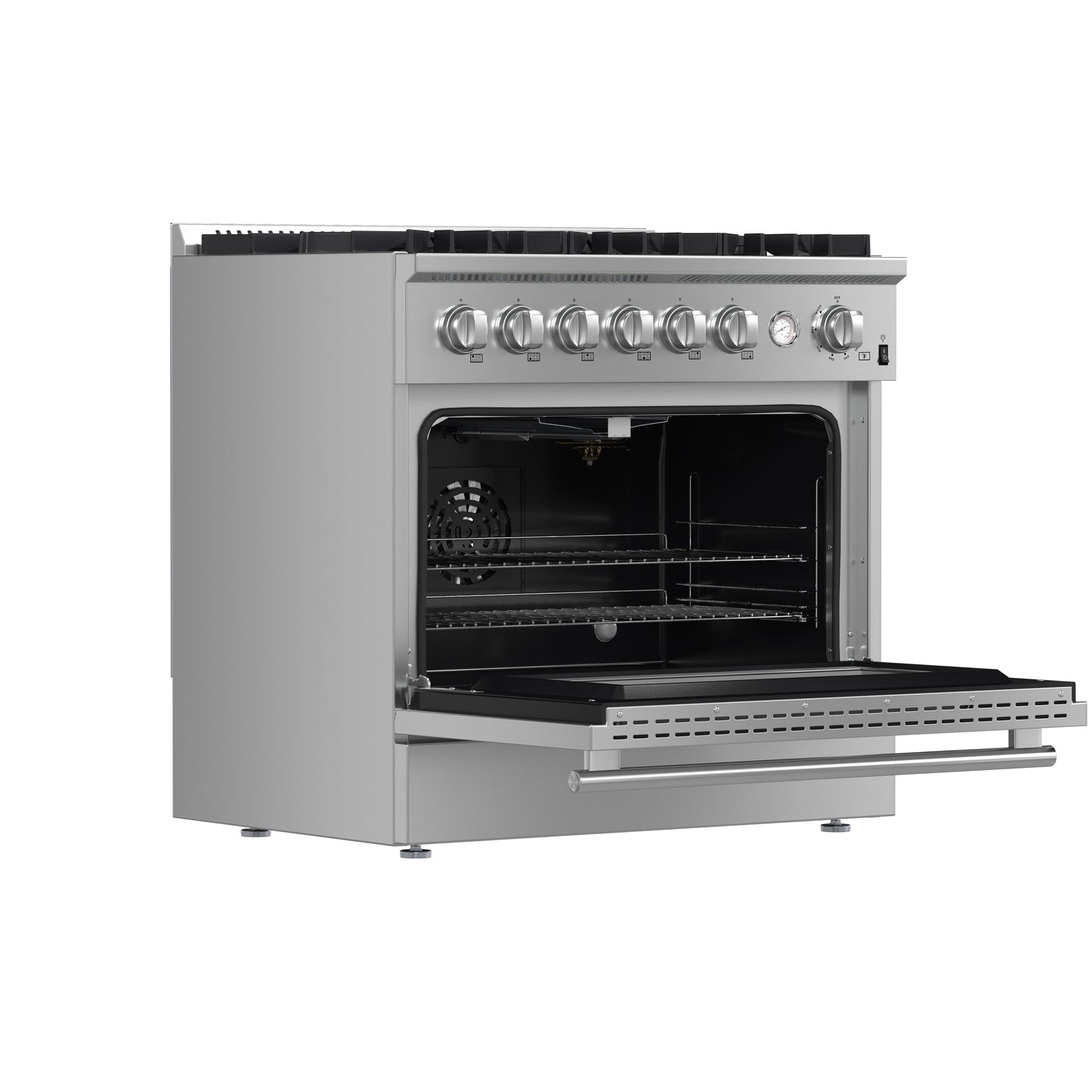 Forno Marco 36-Inch Freestanding Gas Range with 6 Sealed Burners, 5.36 cu. ft. Oven Capacity, Built-In Temperature Gauge, Stainless Steel (Model FFSGS6277-36)