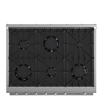 Forno Marco 36-Inch Freestanding Gas Range with 6 Sealed Burners, 5.36 cu. ft. Oven Capacity, Built-In Temperature Gauge, Stainless Steel (Model FFSGS6277-36)