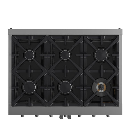 Forno Massimo 36 in. 5.36 cu. ft. Freestanding French Door Gas Range with 6 Sealed Burners in Stainless Steel (FFSGS6439-36)