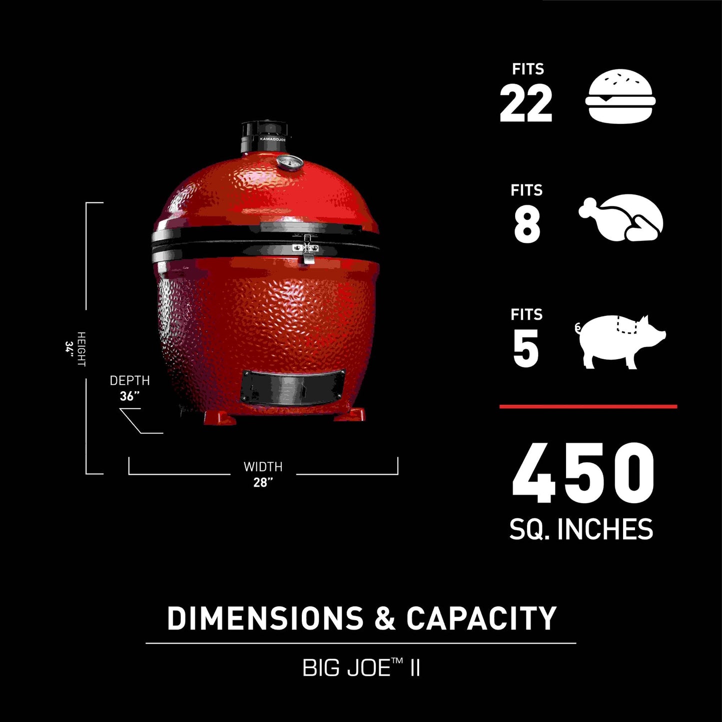 Kamado Joe® Big Joe Series II 24" Standalone Charcoal Grill in Red