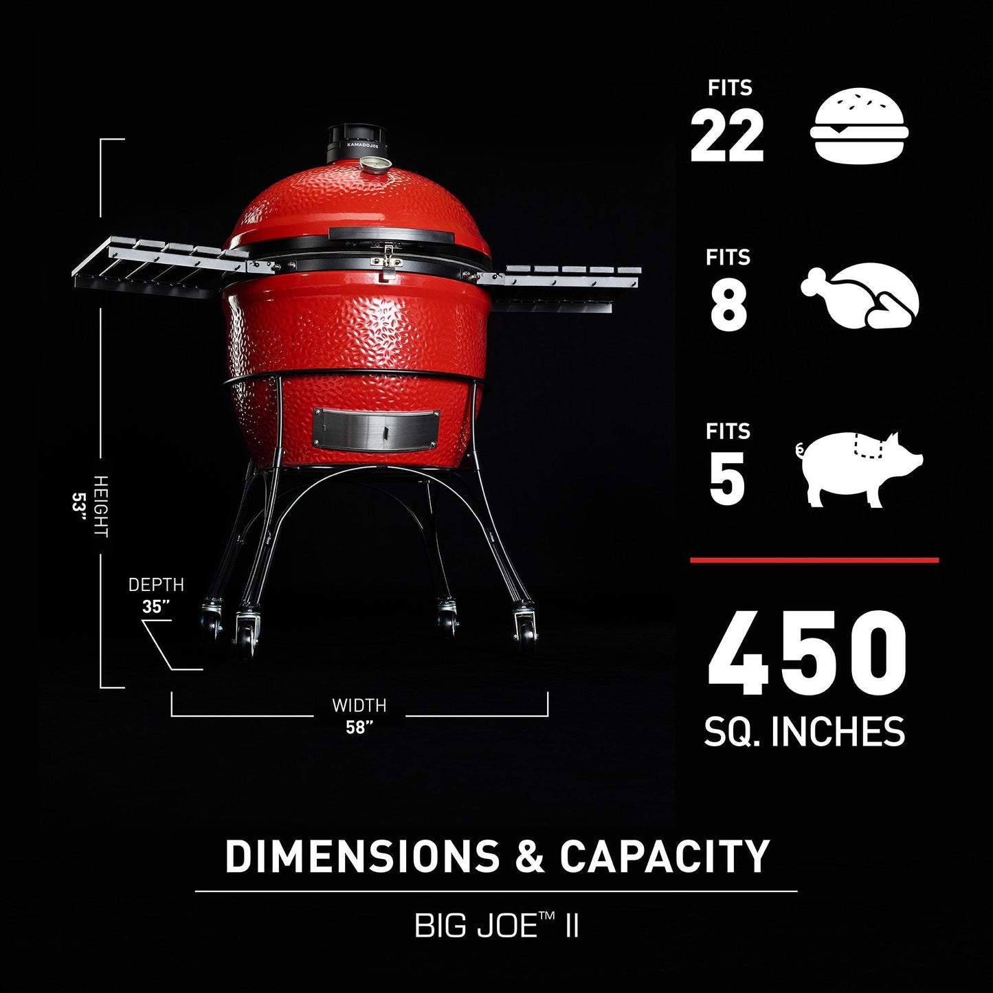 Kamado Joe® Big Joe Series II 24" Charcoal Grill in Red with Cart