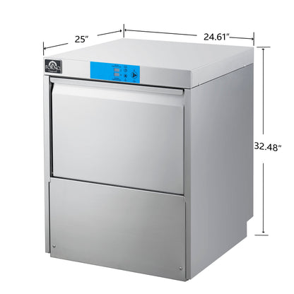 FORNO 25-Inch Commercial Undercounter Dishwasher, 23L Tank, 3 Wash Cycles, High-Temperature Sanitizing, Stainless Steel (FCMDW0024)