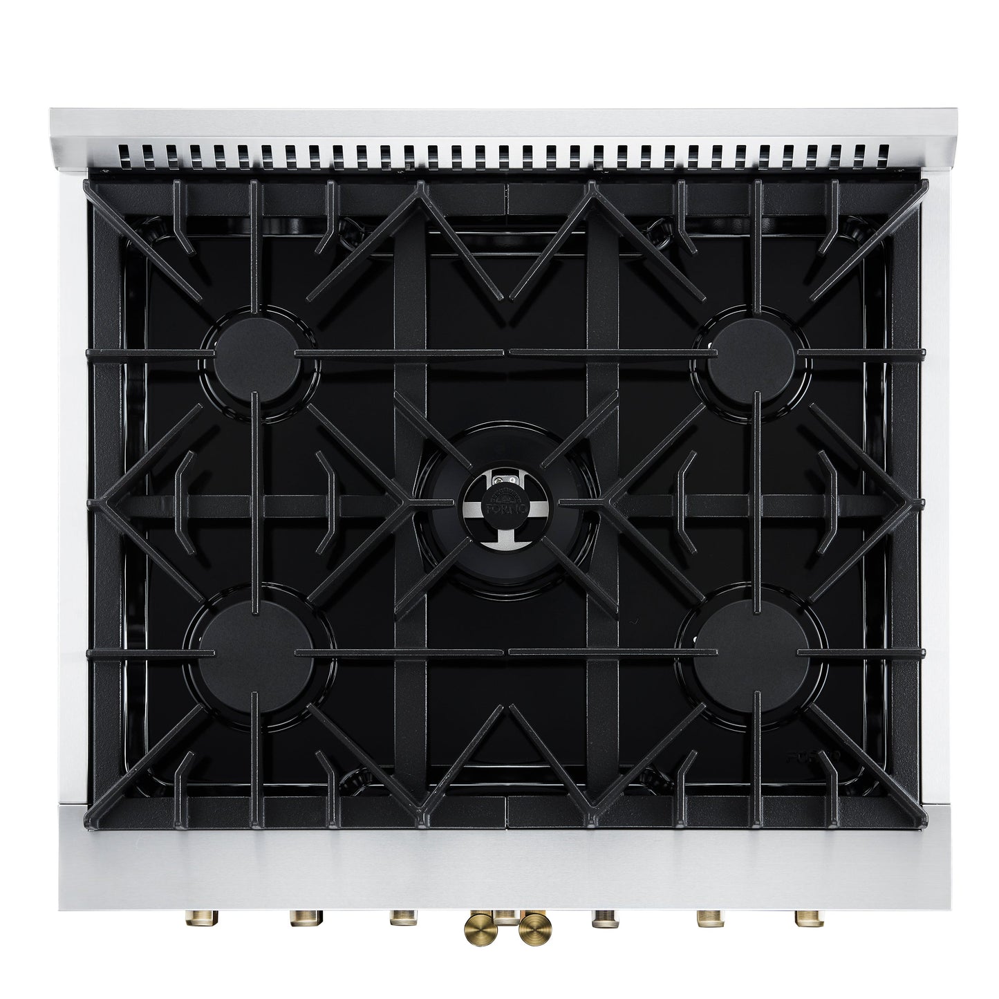 Forno Galiano 30-Inch Dual Fuel Range with French Door Oven, 5 Sealed Burners, 4.32 cu. ft., White with Antique Brass Accents (Model FFSGS6356-30WHT)