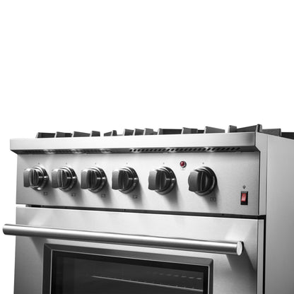FORNO Marco 30-Inch Dual Fuel Range, 4 Sealed Burners, 4.32 cu. ft. Oven, Stainless Steel (Model FFSGS6197-30)