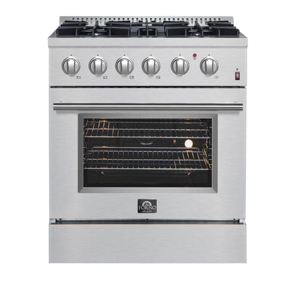 FORNO Marco 30-Inch Dual Fuel Range, 4 Sealed Burners, 4.32 cu. ft. Oven, Stainless Steel (Model FFSGS6197-30)