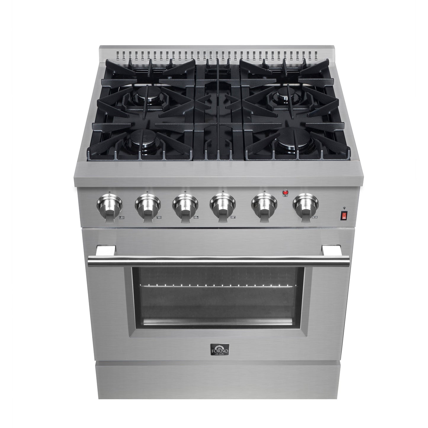 FORNO Marco 30-Inch Dual Fuel Range, 4 Sealed Burners, 4.32 cu. ft. Oven, Stainless Steel (Model FFSGS6197-30)
