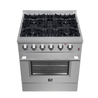 FORNO Marco 30-Inch Dual Fuel Range, 4 Sealed Burners, 4.32 cu. ft. Oven, Stainless Steel (Model FFSGS6197-30)
