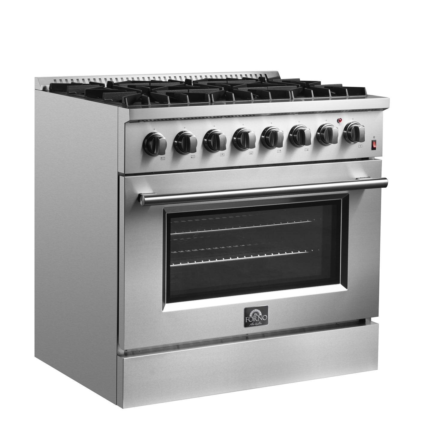 Forno Marco 36-Inch Dual Fuel Range, 5.36 cu. ft. Oven, 6 Sealed Burners, Stainless Steel (Model FFSGS6197-36)