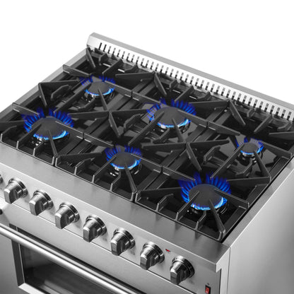 Forno Marco 36-Inch Dual Fuel Range, 5.36 cu. ft. Oven, 6 Sealed Burners, Stainless Steel (Model FFSGS6197-36)
