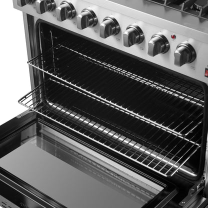 Forno Marco 36-Inch Dual Fuel Range, 5.36 cu. ft. Oven, 6 Sealed Burners, Stainless Steel (Model FFSGS6197-36)