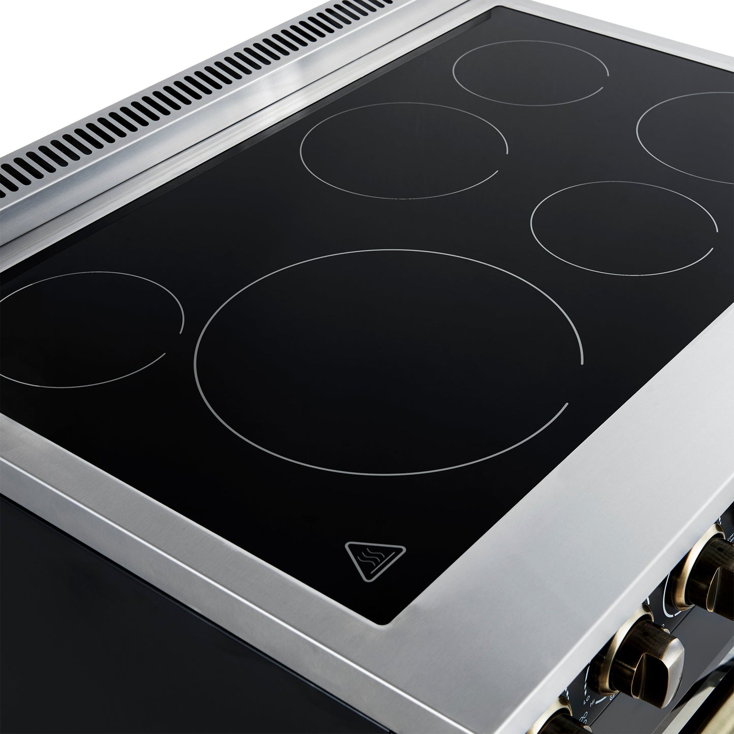 Forno Paolo 36-Inch Freestanding Electric Range, 5.44 cu. ft. True Convection Oven, Black with Antique Brass Accents (Model FFSEL6011-36BLK)