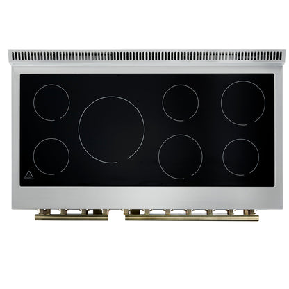 Forno Paolo 48-Inch Freestanding Electric Range with True Convection Oven, 6.7 Cu. Ft., White with Antique Brass Accents (Model FFSEL6011-48WHT)