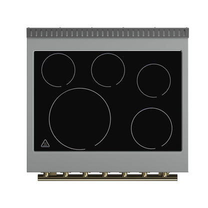 Forno Paolo 30-Inch Freestanding Electric Range, 4.38 cu. ft. Oven Capacity, Black with Antique Brass Handles (Model FFSEL6011-30BLK)