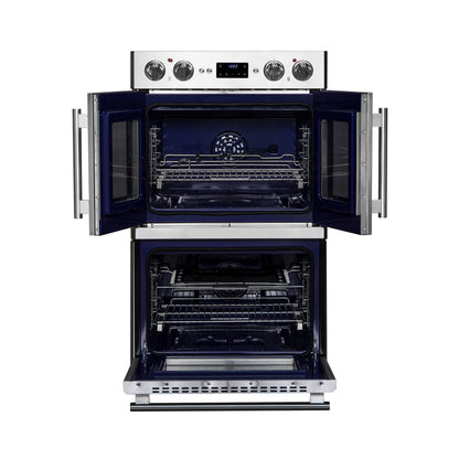 FORNO Gallico 30-Inch French Door Double Electric Wall Oven, 7.36 Cu. Ft., Air Fry, Self-Clean, Sous Vide, Telescopic Racks, Model FBOEL1388-30