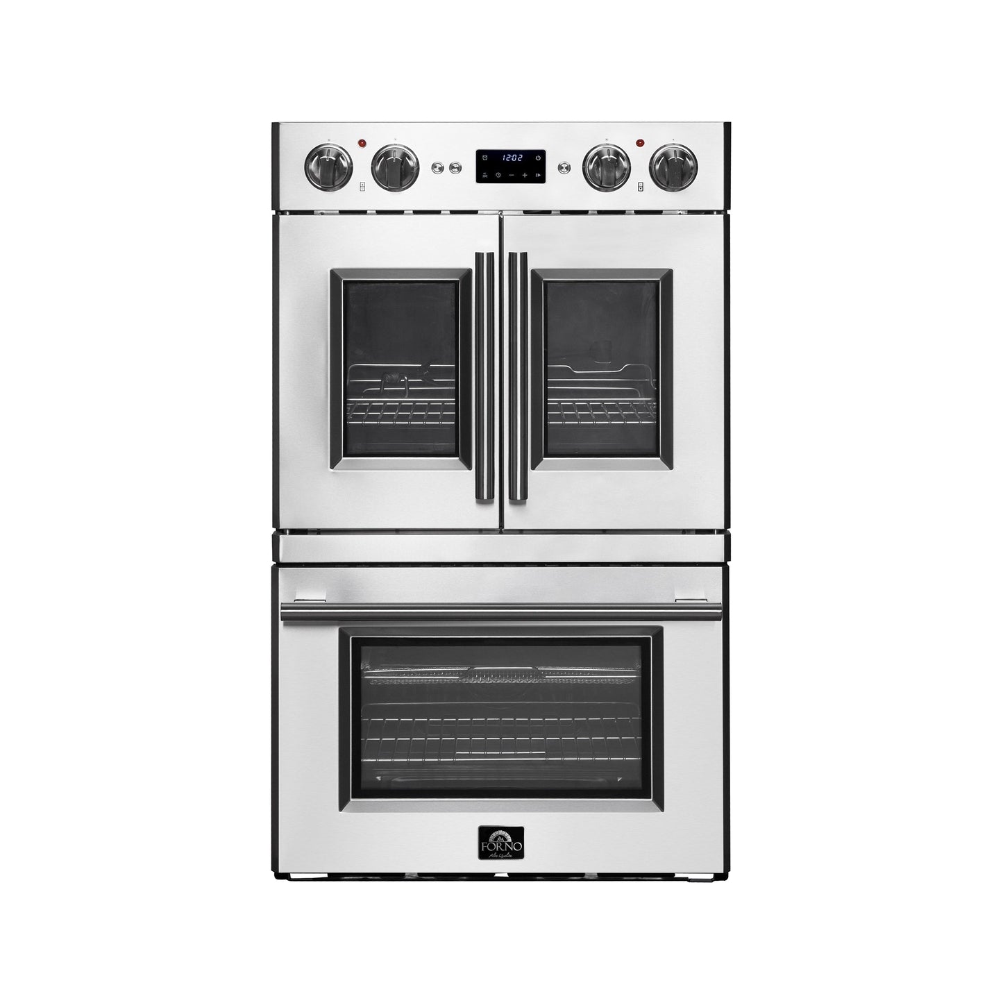 FORNO Gallico 30-Inch French Door Double Electric Wall Oven, 7.36 Cu. Ft., Air Fry, Self-Clean, Sous Vide, Telescopic Racks, Model FBOEL1388-30