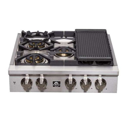 FORNO Spezia 30-Inch Gas Rangetop with 5 Sealed Burners, Stainless Steel (Model FCTGS5751-30)