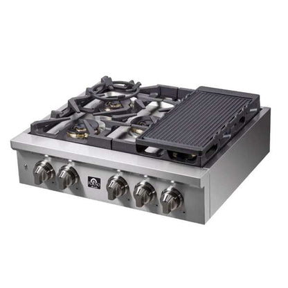 FORNO Spezia 30-Inch Gas Rangetop with 5 Sealed Burners, Stainless Steel (Model FCTGS5751-30)