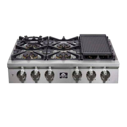 Forno Spezia 36-Inch Gas Rangetop with 6 Sealed Burners, Stainless Steel (Model FCTGS5751-36)