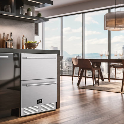 Forno Cosenza 24-Inch Built-In Drawer Freezer with Ice Maker, 4.69 Cu. Ft., Stainless Steel (Model FDRBI1838-24S)