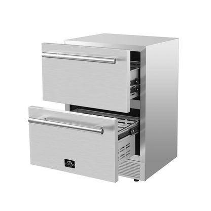 FORNO Como 24-Inch Indoor/Outdoor Drawer Refrigerator, 4.87 Cu. Ft., Stainless Steel (FDROD1611-24S)