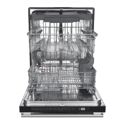 FORNO Espresso Package - 30" Electric Range, Range Hood, Refrigerator and Dishwasher in White with Antique Brass Handles