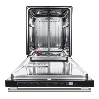 FORNO Pozzo 24-Inch Built-In Dishwasher, White with Antique Brass Handles (Model FDWBI8067-24WHT)