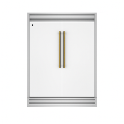 Forno Maderno 60-Inch Built-In Convertible Refrigerator/Freezer, 27.2 Cu. Ft., White, Antique Brass Handles, Grill Trim Kit (FFFFD1722-60SG-WHT)